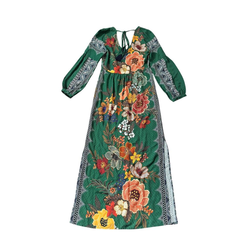 Farm Rio x Anthropologie Verdor Maxi Dress Green Floral - Picture 3 of 11